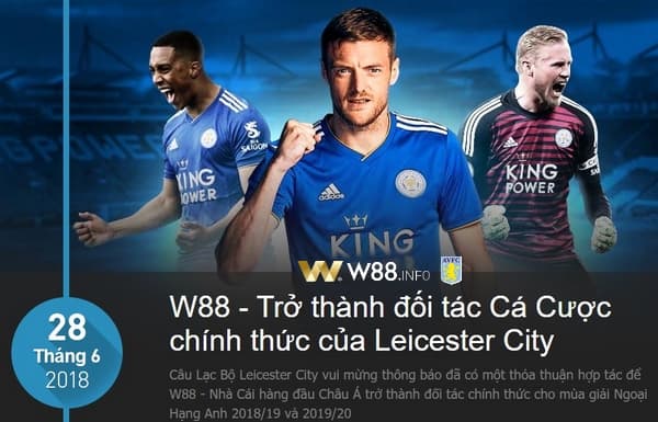 w88 tài trợ leicester city